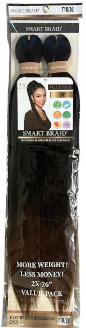Smart Braid Pre Stretched 2x – Professionele Vlecht voor Alle Haarsoorten (T1B-30)