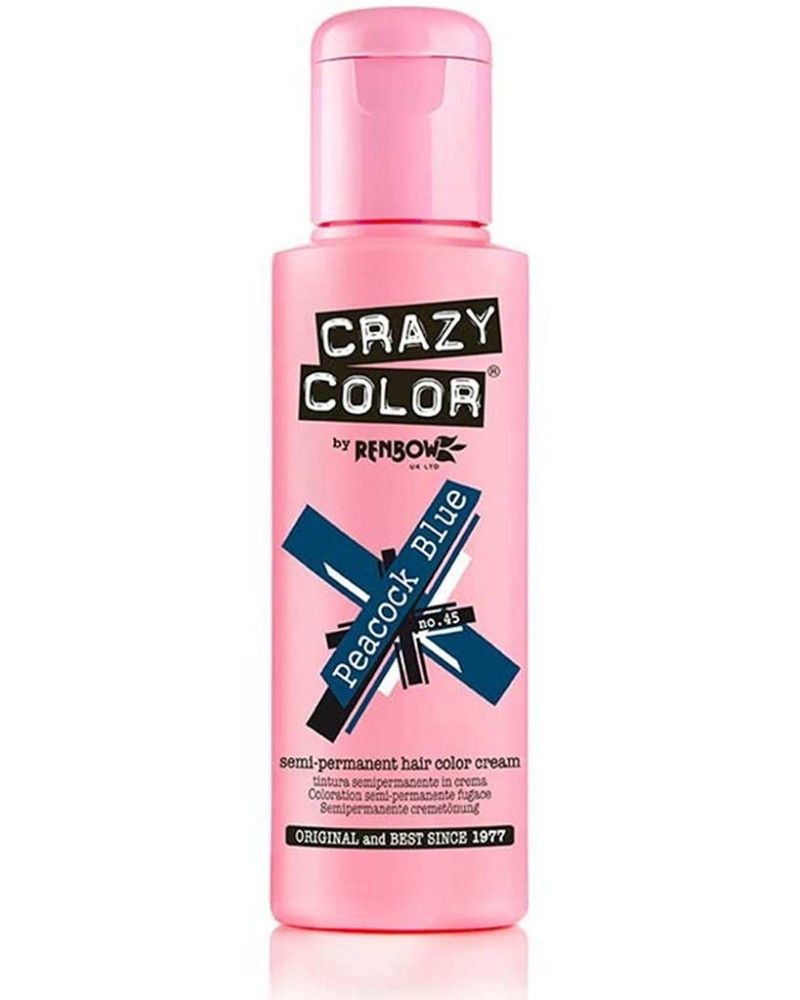 Crazy Color Haarverf – Stralende Peacock Blue voor Alle Haartypes (100ml)