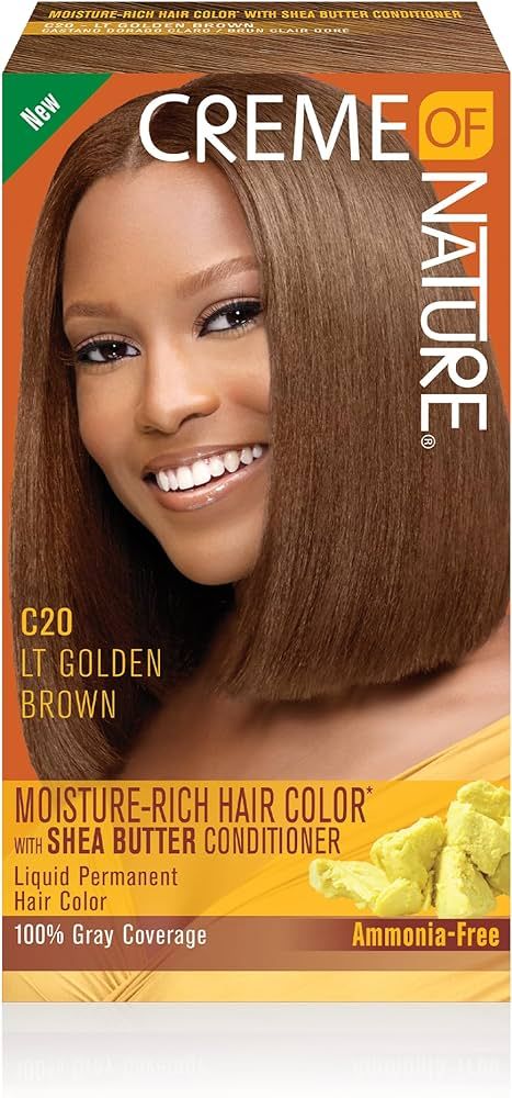 Creme Of Nature Haarkleur Kit – Vochtinbrengende Kleur C20 Licht Gouden Bruin (118ml)