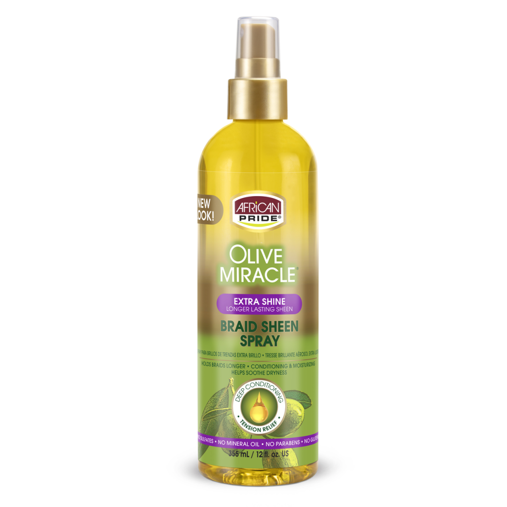 African Pride Braid Sheen Spray – Extra Glans voor Alle Haarsoorten (355ml)