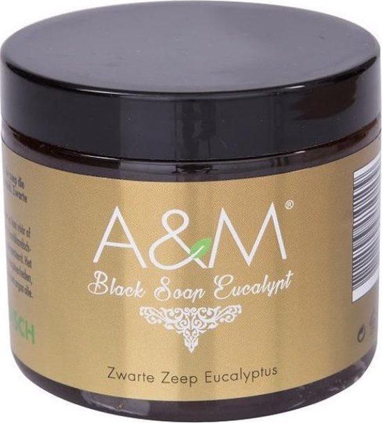 A&M Zwarte Zeep Eucalyptus – Diepe Reiniging voor Alle Huidtypes (200g)
