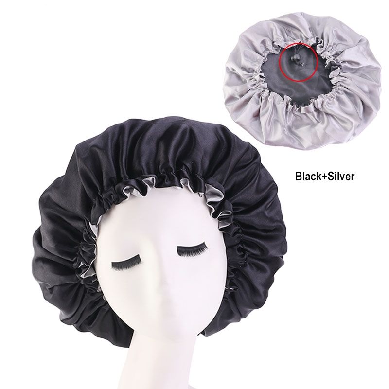 MHS Satin Haar Bonnet – Dubbele Laag met Verstelbare Band (36cm)
