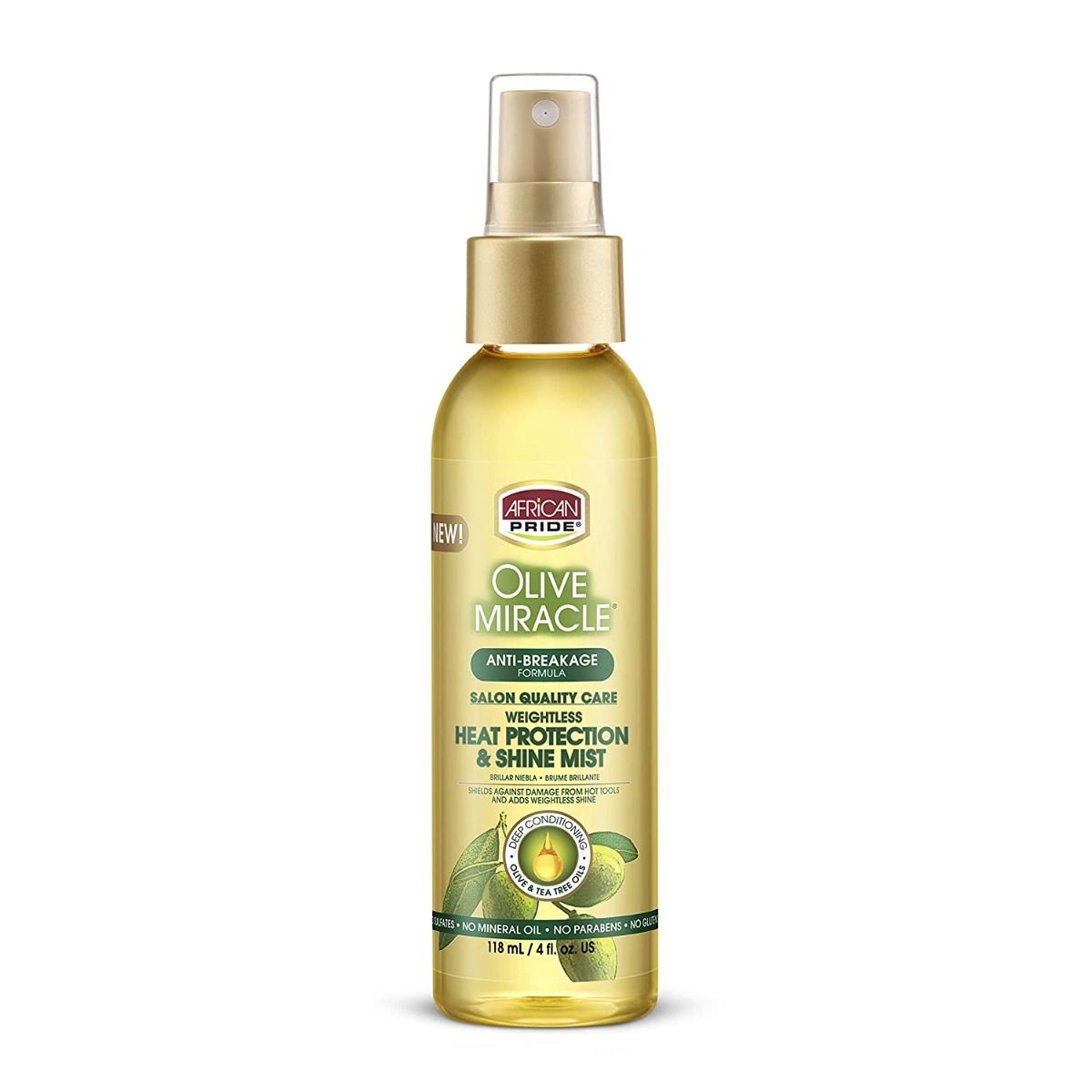 African Pride Olive Heat Protection Shine Mist – Bescherming en Glans voor Alle Haartypes (118ml)