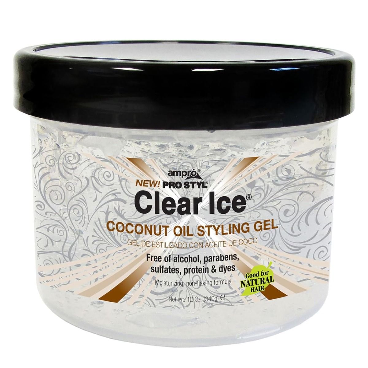 Ampro Clear Ice Gel – Hydraterende Stylinggel voor Natuurlijk Haar (340g)