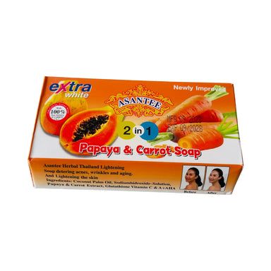 Asantee Papaya & Carrot Zeep – Verhelderende Zeep voor Alle Huidtypen (160g)