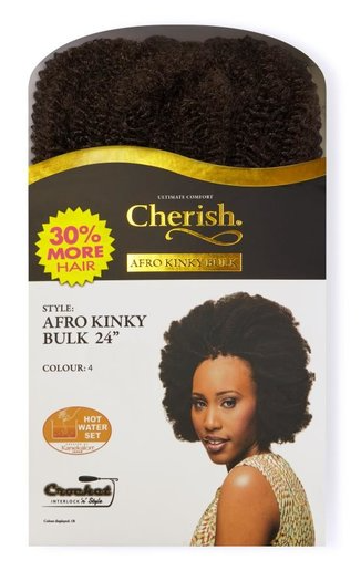 Cherish Afro Kinky Bulk – Natuurlijke Haarverlenging in Kleur 4 (24")