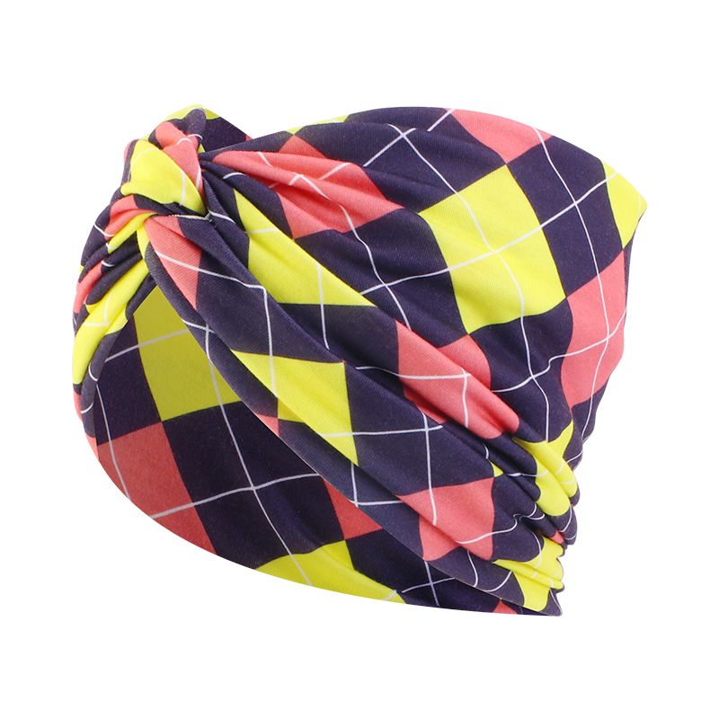 Designers Bloemmotief Brede Haarband – Vintage Knoop in Geel, Blauw, Rood (1 stuk)