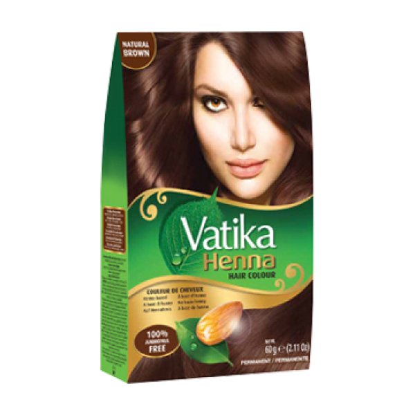 Dabur Vatika Henna Haarverf – Natuurlijke Bruin voor Alle Haartypes (60g)