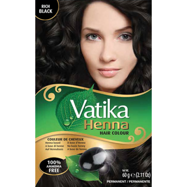 Dabur Vatika Henna Haarverf – Rijke Zwart voor Alle Haartypes (60g)