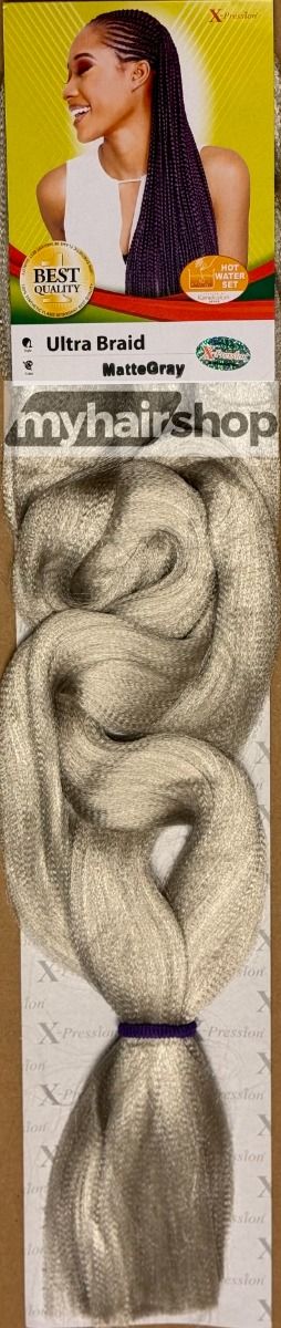 X-Pression Ultra Braid – Matte Grijze Vlecht voor Alle Haartypes (100g)