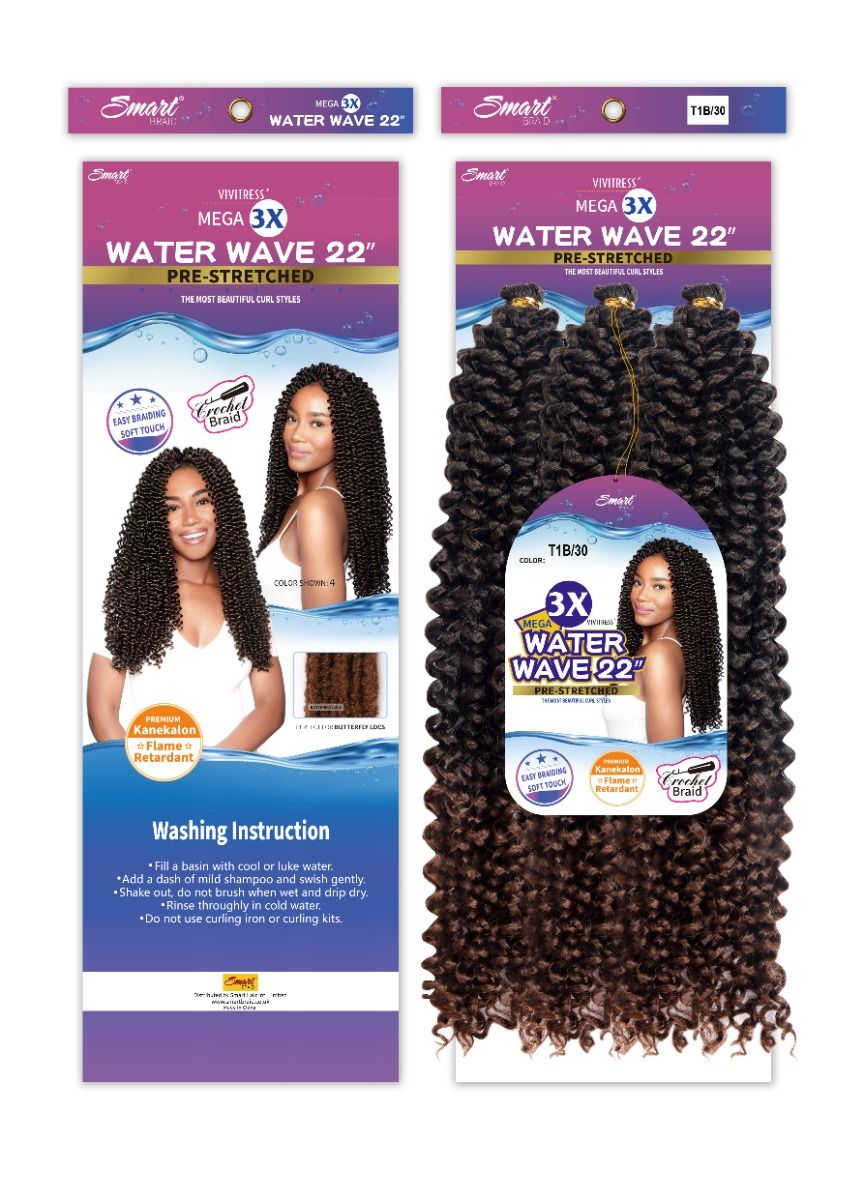 ViviTress Water Wave Haar – Voorgevormd 3x 22" in T1B/30 (3x)