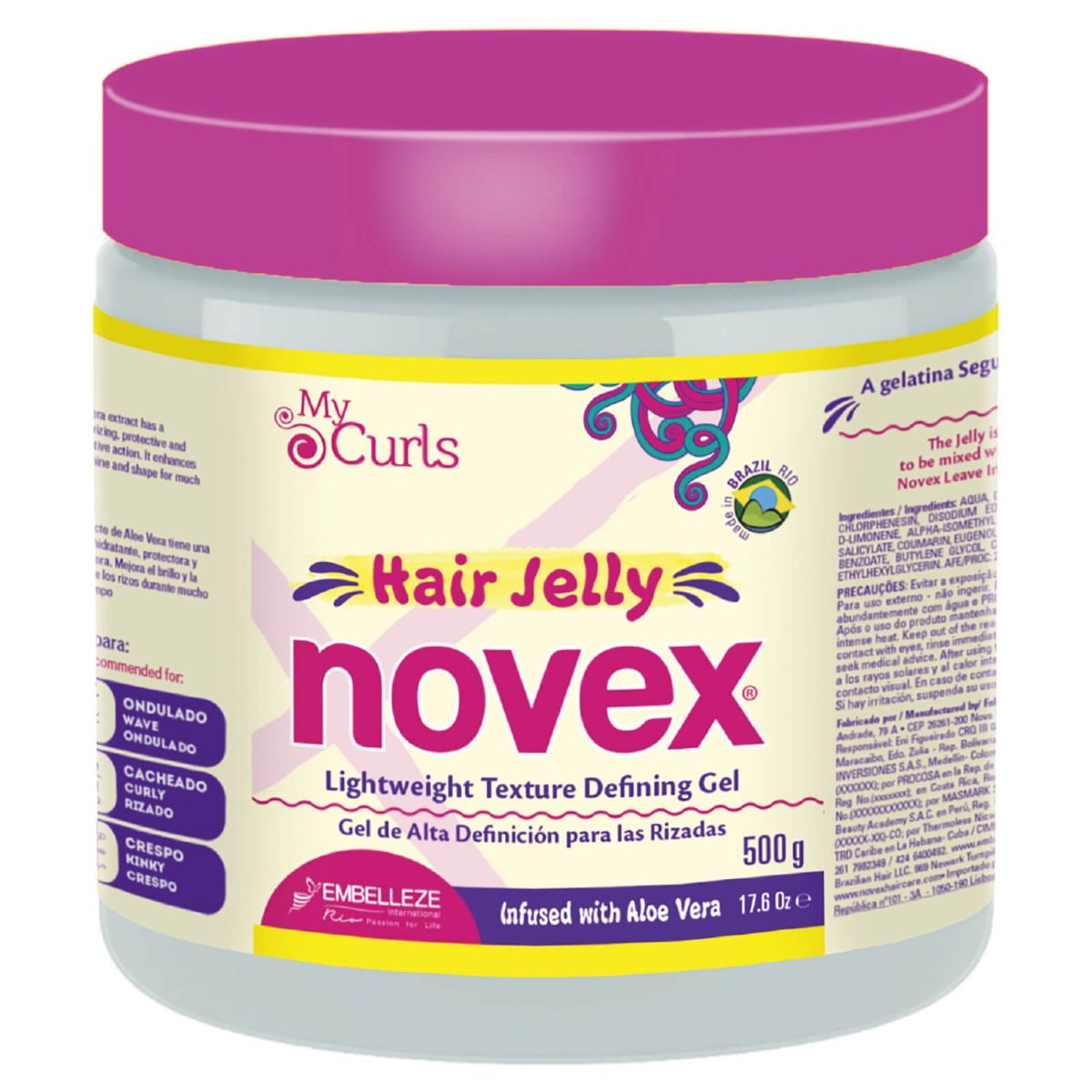 Novex Texture Defining Gel – Lichtgewicht Hold voor Krullend Haar (500g)