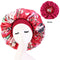 MHS Satin Silky Bonnet – Extra Grote Slapende Cap met Bloemenpatroon (Rood)