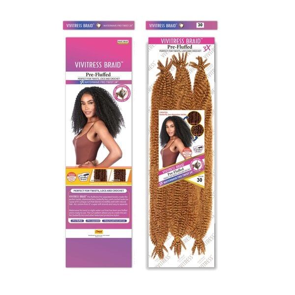 Vivitress Pre Fluffed WaterWave Fro Twist – Volumineuze Twist voor Krullend Haar (24 inch)
