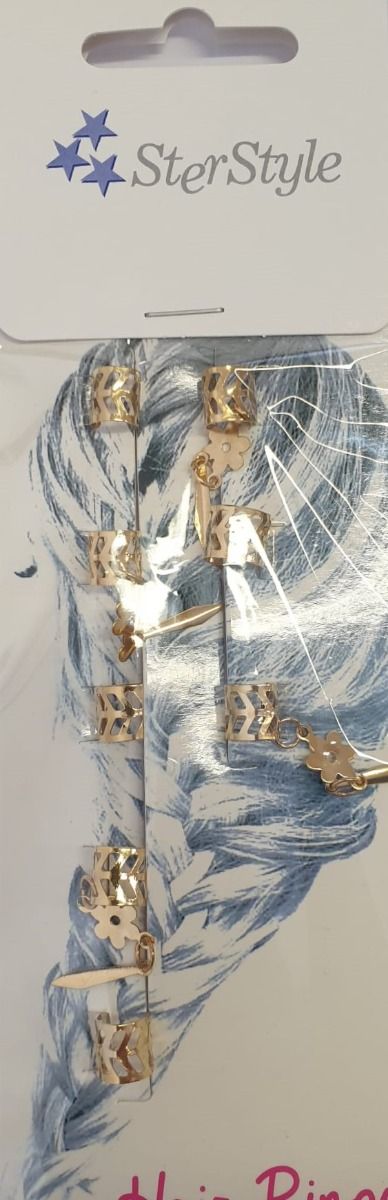 SterStyle Gouden Haarbeads met Decoratie – Set van 8 (x8)