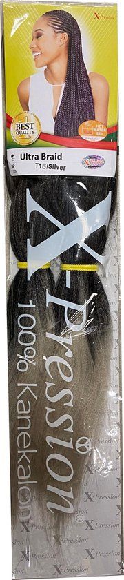 X-Pression Pre-Stretched Braid – Voor Zorgeloos Vlechten (T1B-Silver)